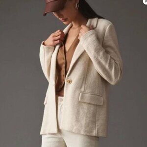 Sanctuary x Anthropologie Beige Knit Blazer Elevates Basic Minimalist Medium
